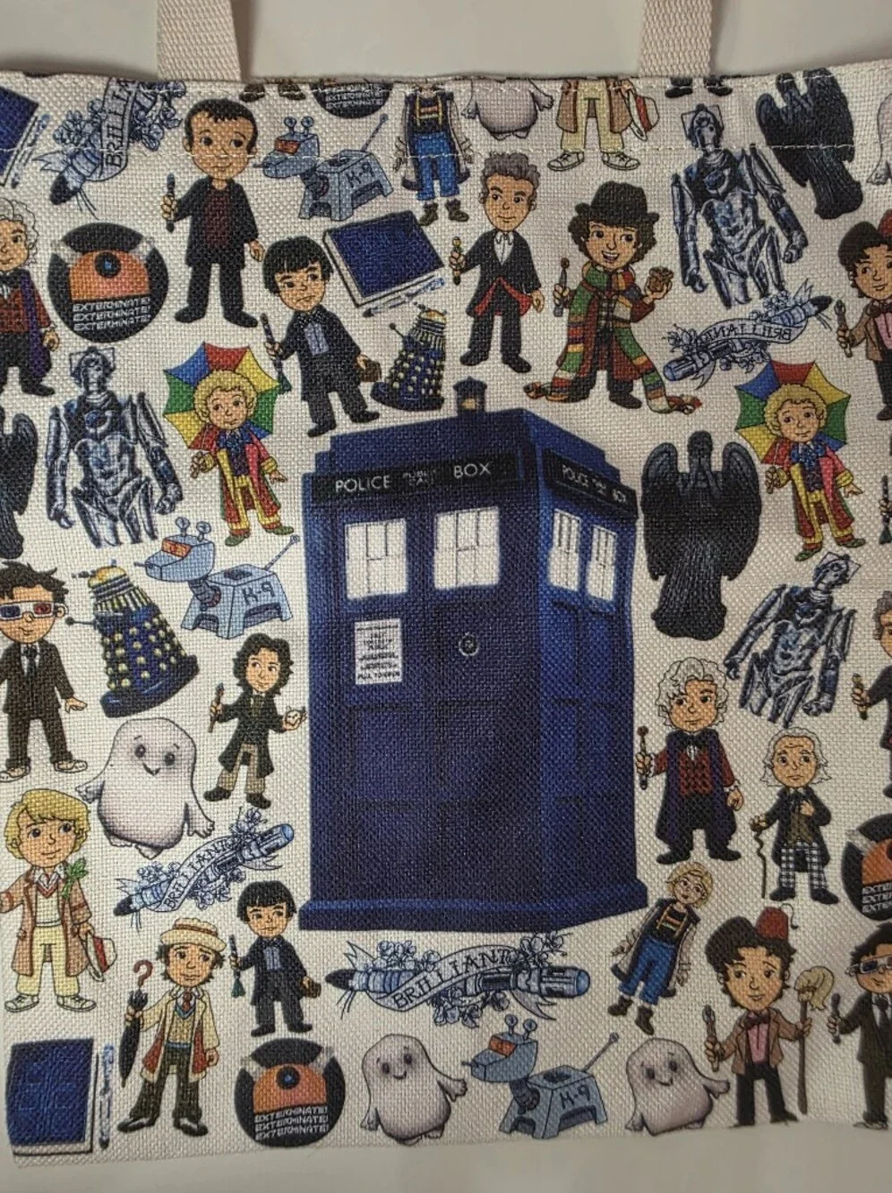 Doctor Who Character Print Canvas Tote Bag
